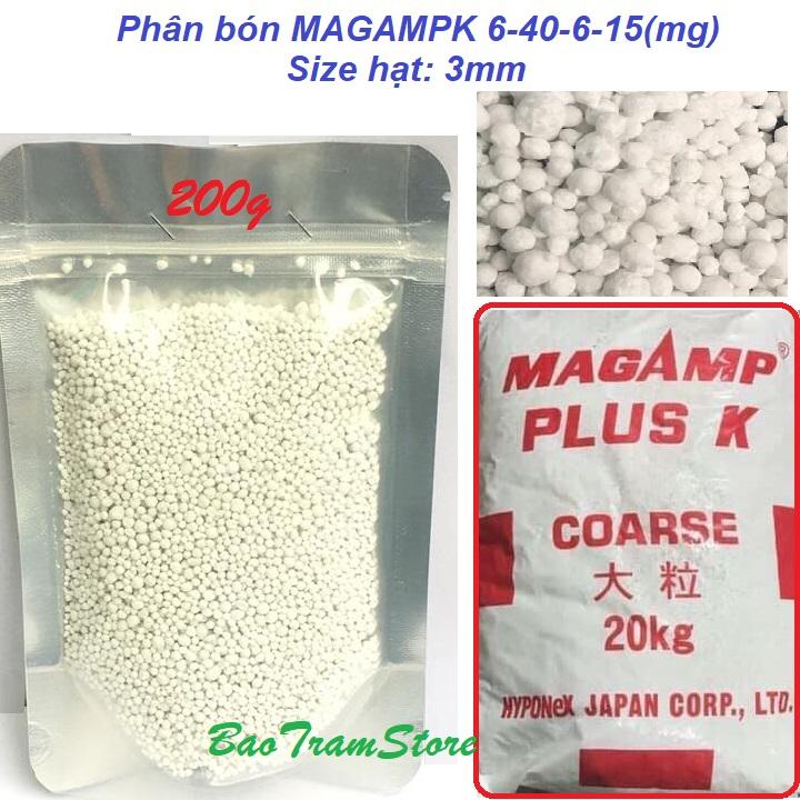 Phân bón magampk 6-40-6-15 nhật bản hạt trắng kích thước 3mm gói 200g
