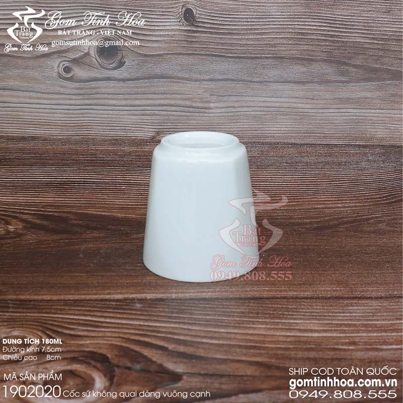 Ly cốc sứ men trắng gốm sứ Bát Tràng cao cấp