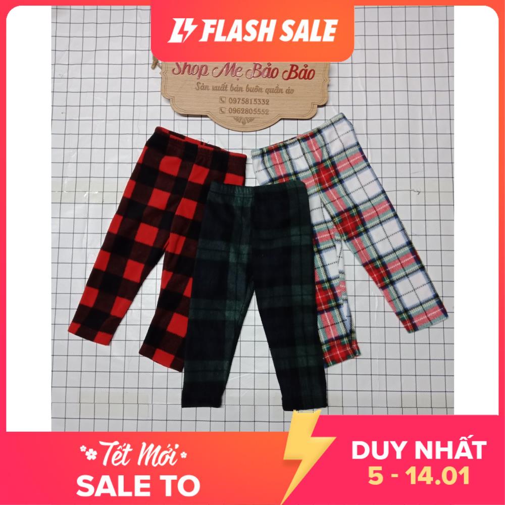 Set 3 quần legging dạ kẻ trẻ em dư xịn