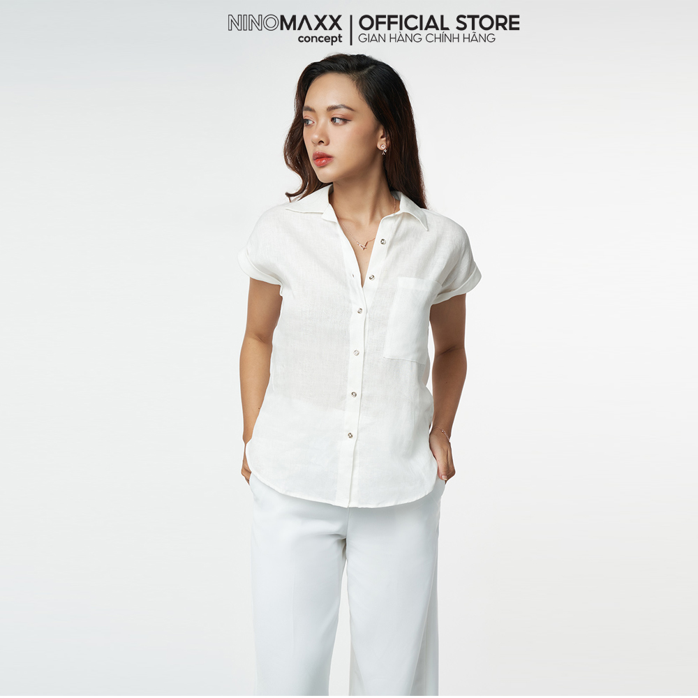 N&M Áo sơ mi Linen Nữ tay ngắn 2203019
