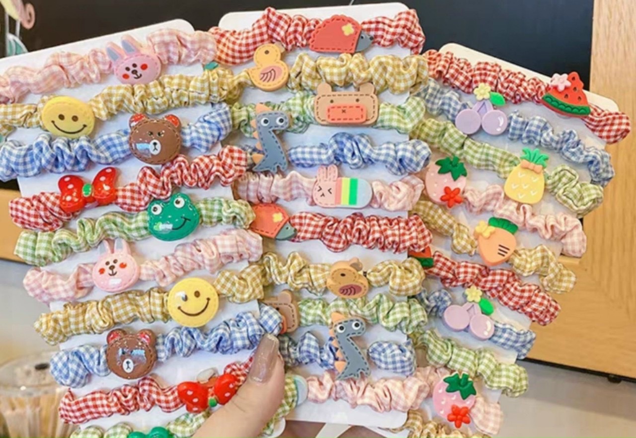 Set 10 dây chun cột tóc nhiều màu cute cho bé