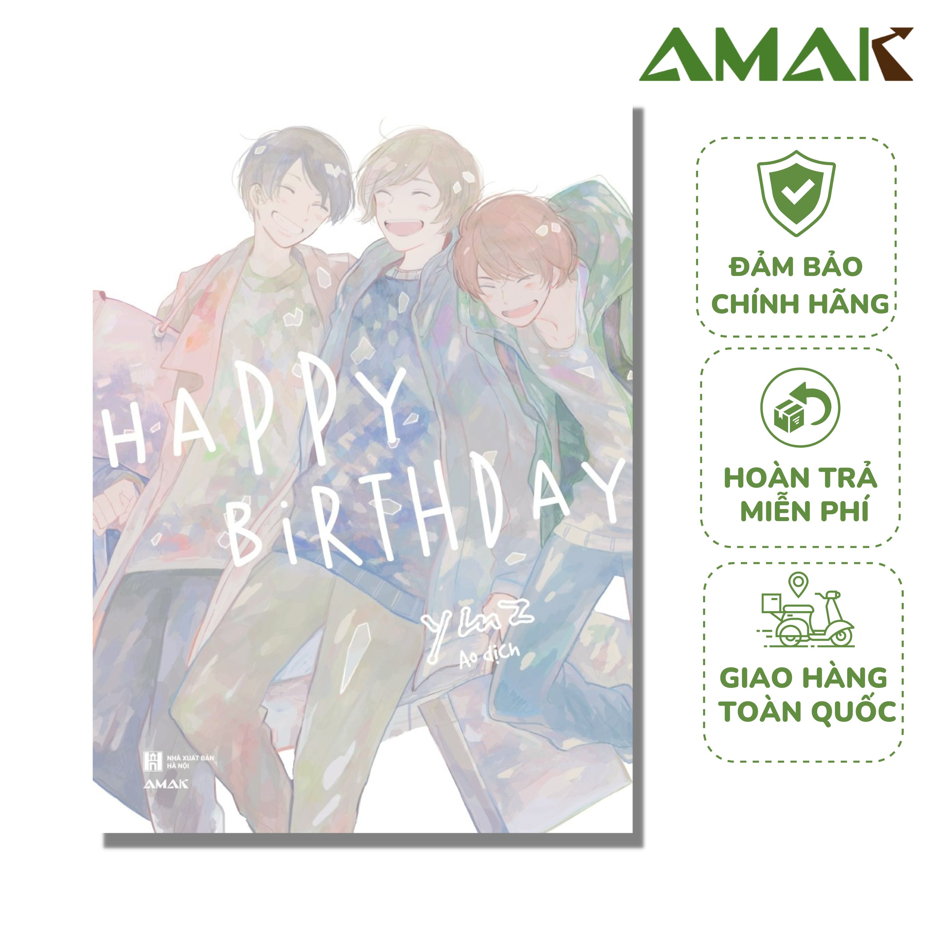 Happy birthday - amak books - tặng kèm bookmark, postcard và sns random tặng kèm sách