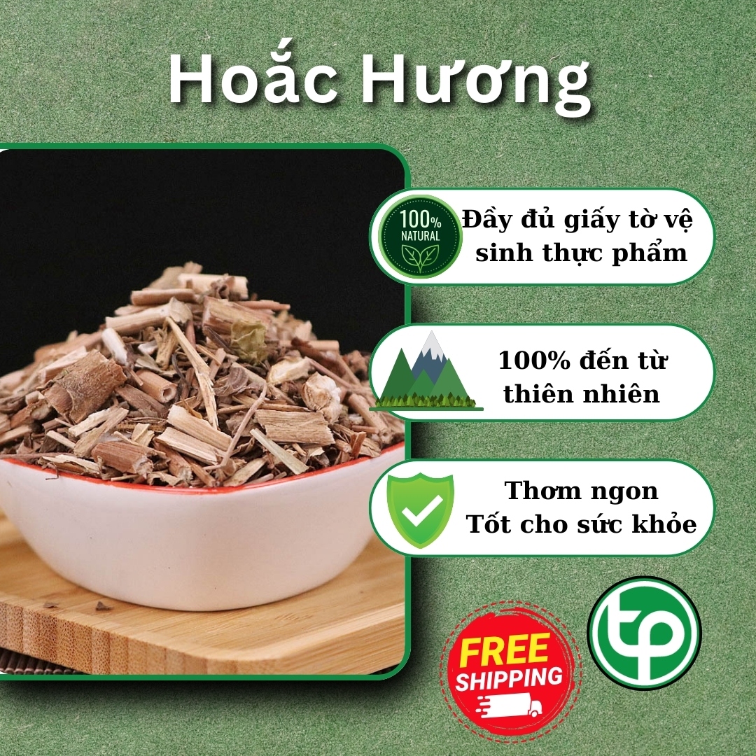 Hoắc hương khô 500g - Thảo Dược Tấn Phát - Hỗ trợ buồn nôn và đau bụng lạnh