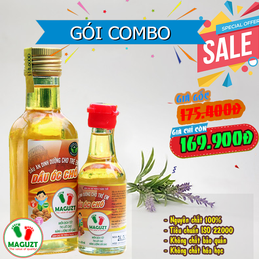 Combo 2 chai dầu Óc Chó cho bé ăn dặm Maguzt nguyên chất