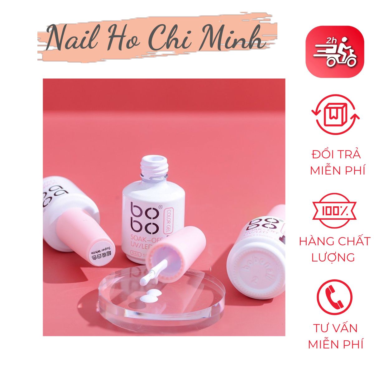 [HCM]Sơn Gel bobo Đen, Trắng và Đỏ - Chai 15ml