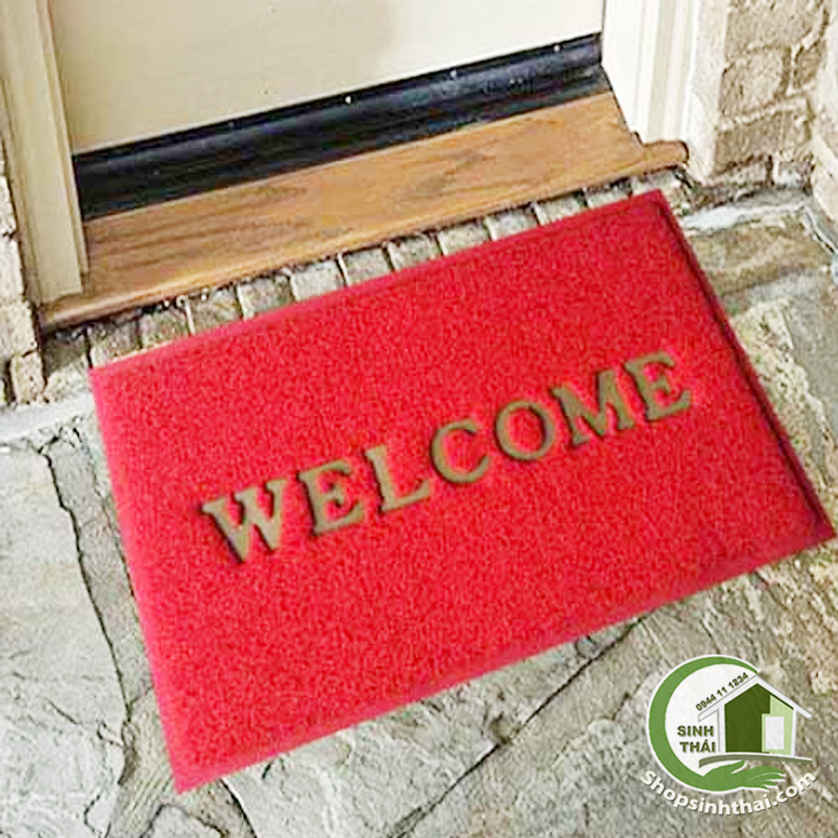[HCM]Thảm Lau Chùi Chân Welcome 40x60cm - màu đỏ
