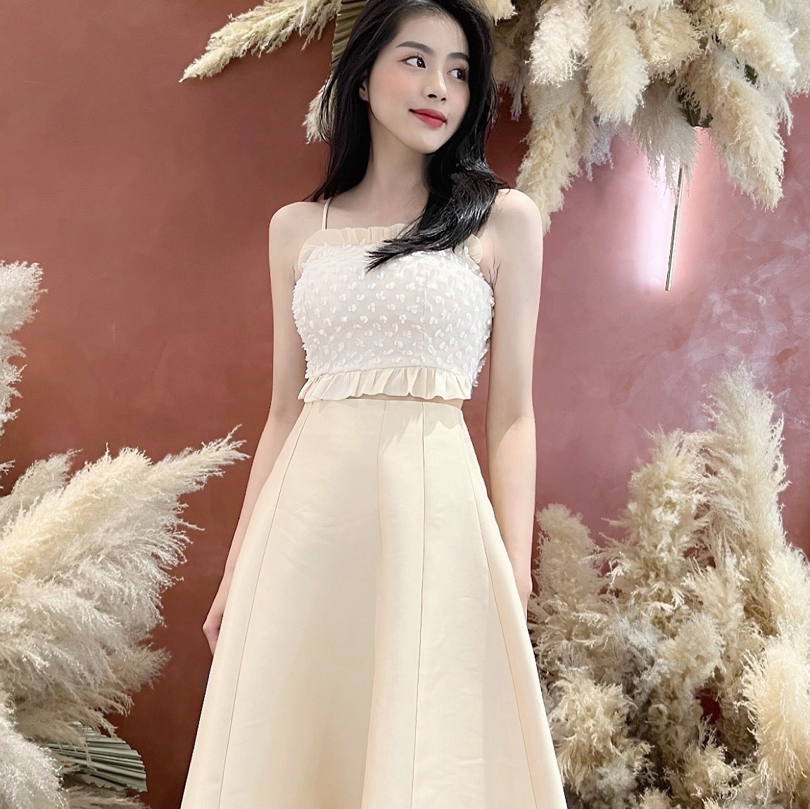 Đầm Dạo Phố | Váy Đi Chơi Xanh Trễ Vai | Shopee Việt Nam