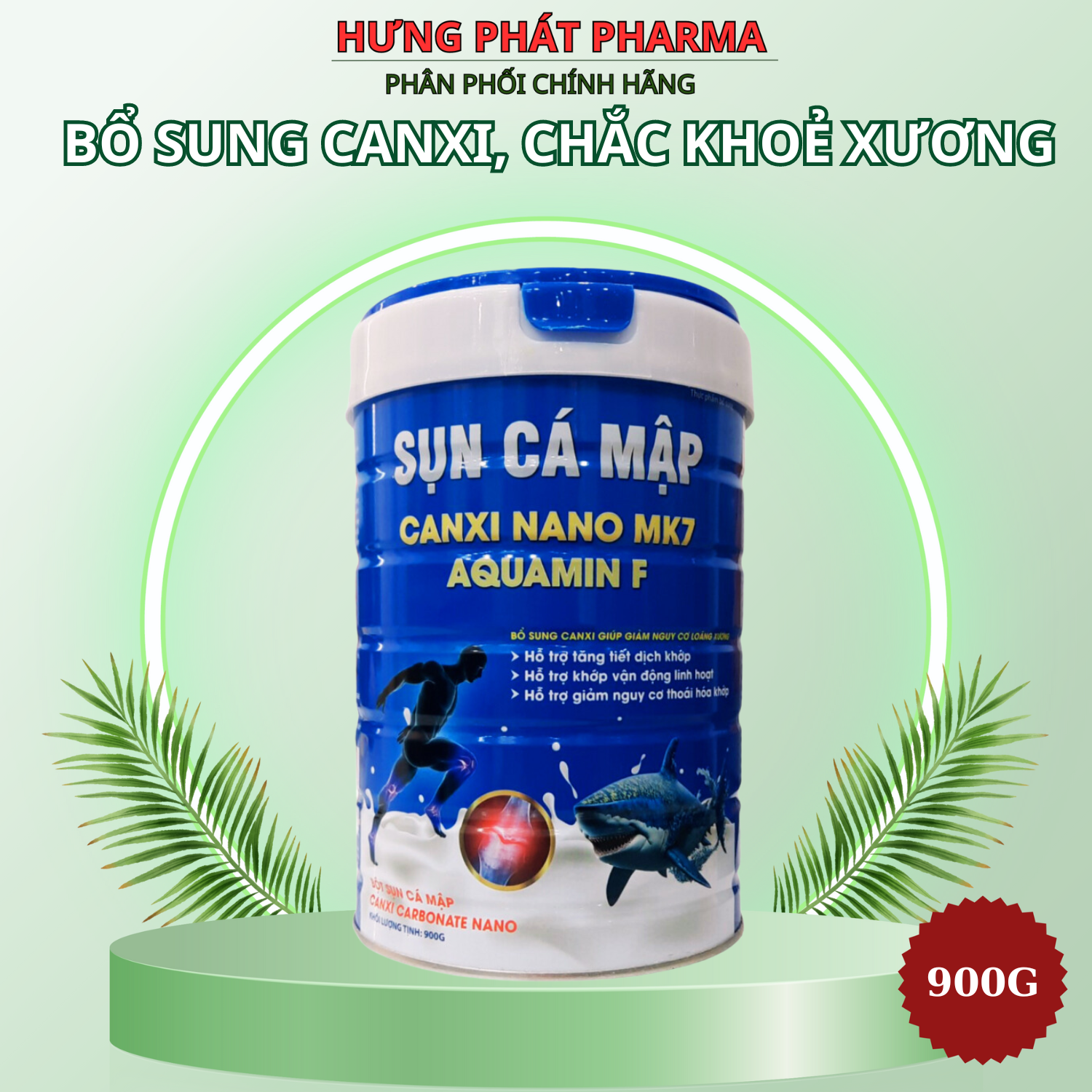 Sữa bột sụn cá mập canxi nano aquamin f - hỗ trợ tăng cường dịch khớp hộp 900g