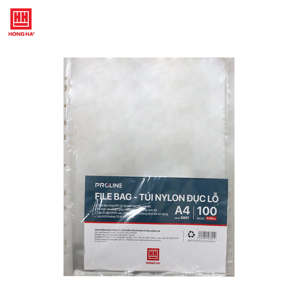Túi nilon đục lỗ a4 hồng hà - 6691