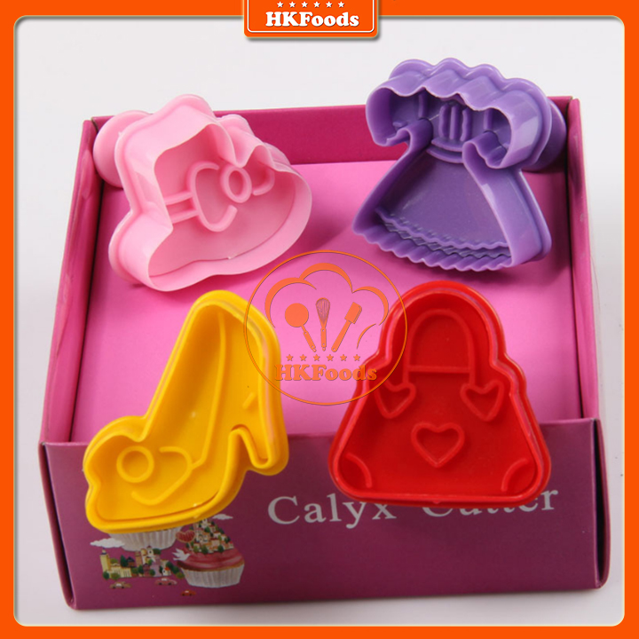 Bộ Khuôn Nhấn Bánh Qui 3D Hình Váy Giầy Dễ Thương (Cookies Press)