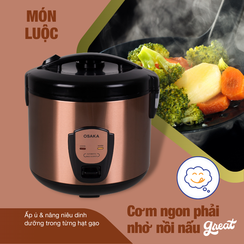 Nồi cơm điện OSAKA RC318P 1.8L (Nâu Đồng)