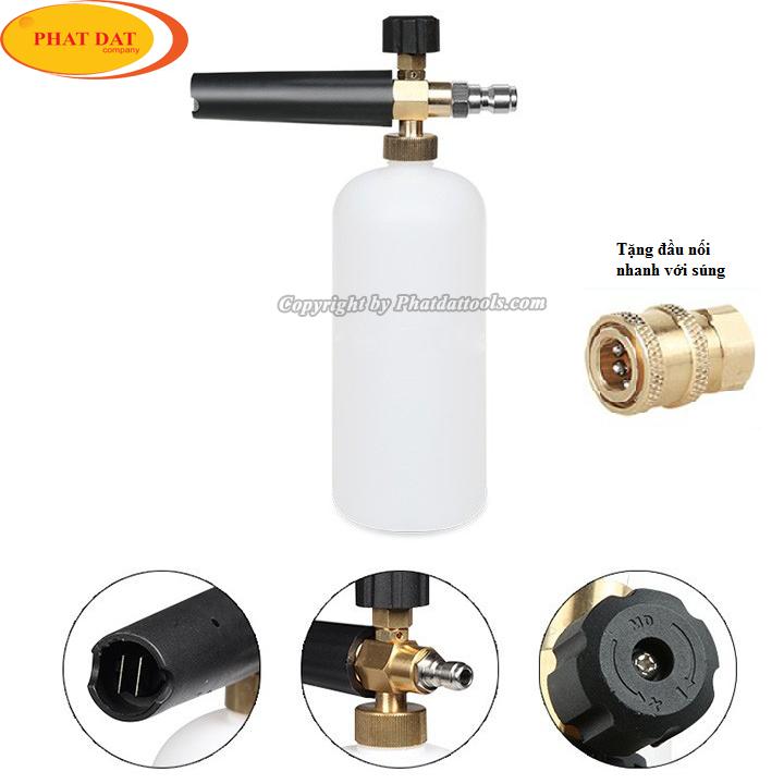 Bình Phun Tạo Bọt Tuyết 1000ml -Tặng Kèm Đầu Nối Nhanh và 100ml nước rửa xe không chạm