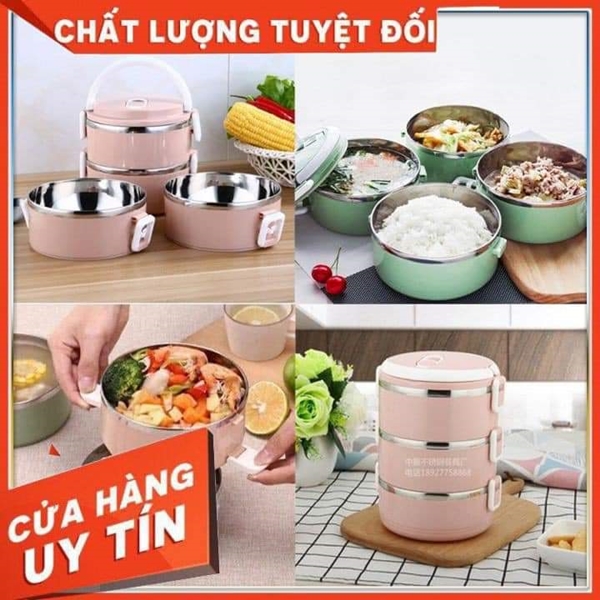 Hộp đựng cơm 4 tầng lúa mạch văn phòng . đtvm