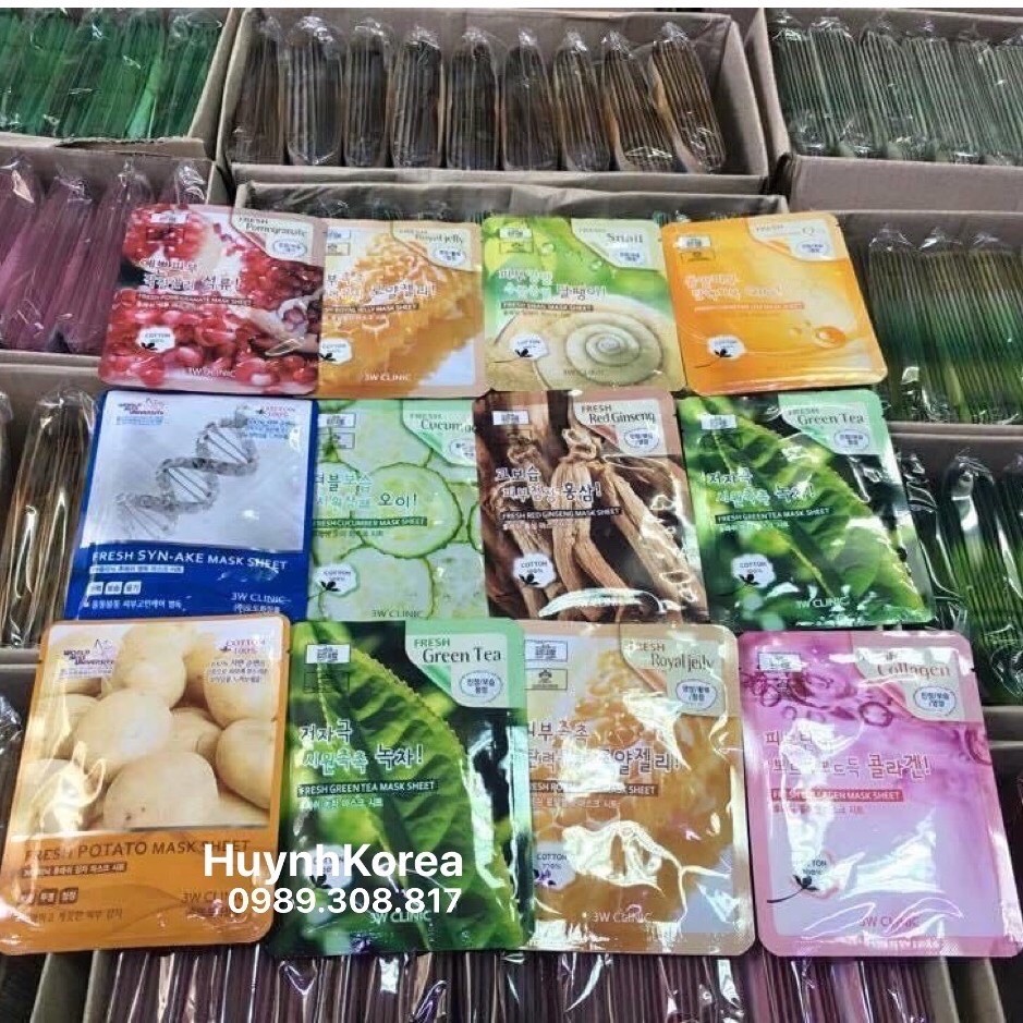 Combo 10 chiếc mặt nạ giấy Hàn Quốc cho làn da căng bóng mịn màng