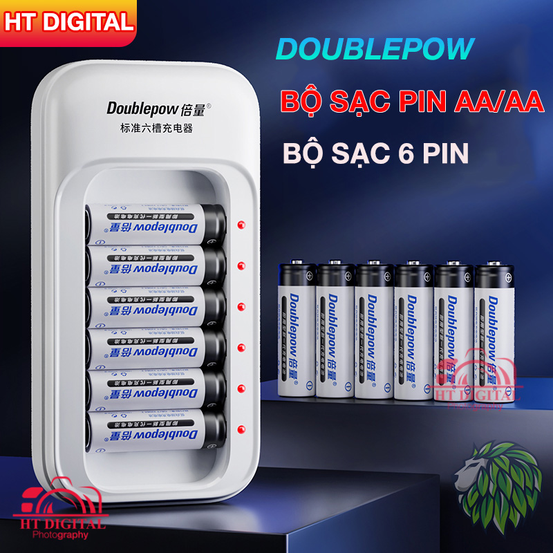 Bộ Sạc 6 Pin AA/AAA DP-S576 Doublepow - Bộ Sạc Cho 6 Viên Pin Tiểu - Pin Cho Micro  Đồ Chơi Trẻ Em Chuột Máy Tính..