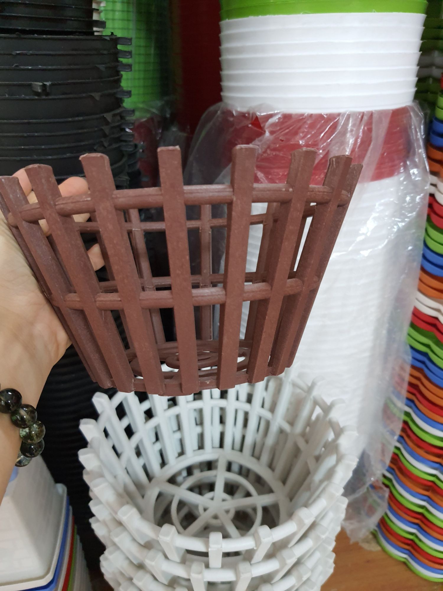 combo 5 chậu giả gỗ trồng lan phi 19cm