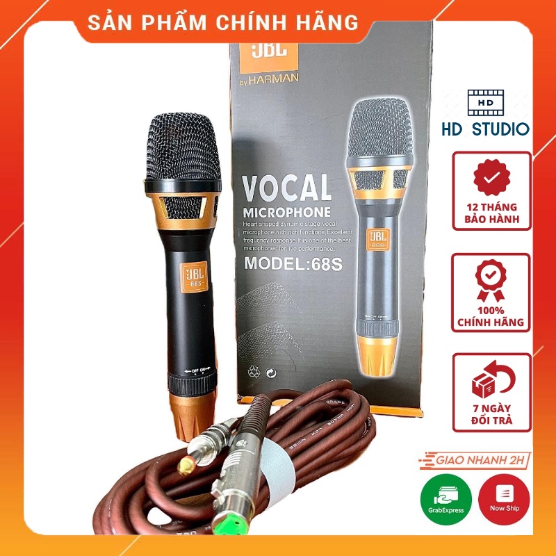 Mic karaoke có dây jbl 68s . micro karaoke jbl 68s kiểu dáng chắc chắn, cầm đầm tay, độ bền cao. bảo hành 12 tháng