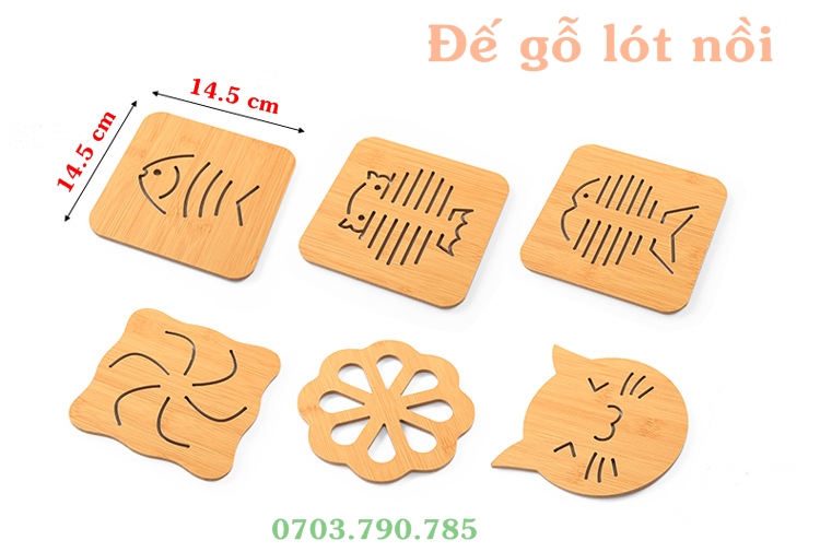 [HCM]Đế Gỗ Lót Nồi Hình Dễ Thương
