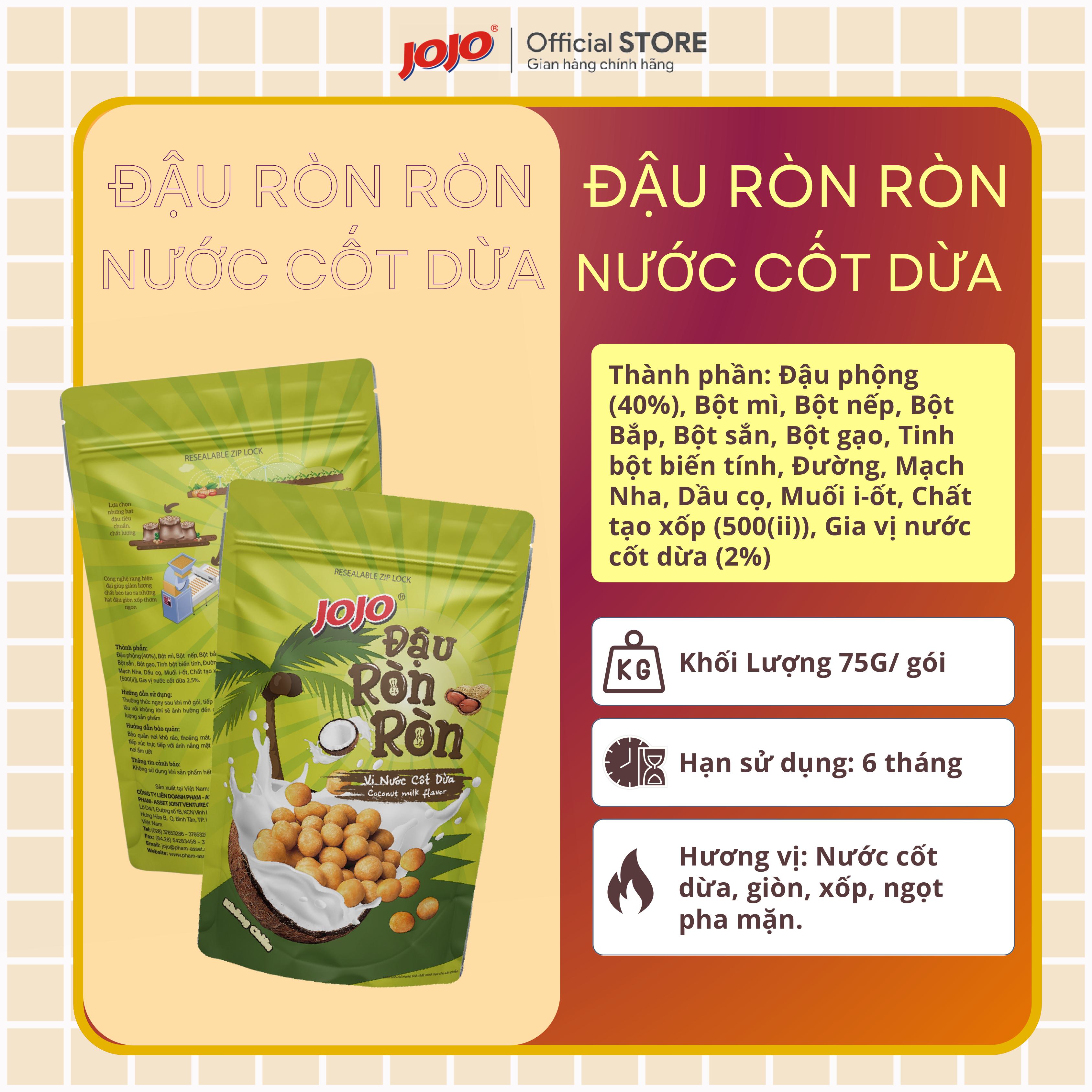Đậu Ròn Ròn JOJO Vị Tôm Nướng Muối Ớt Loại 70G (Tặng đậu Hà Lan Loại 30G)