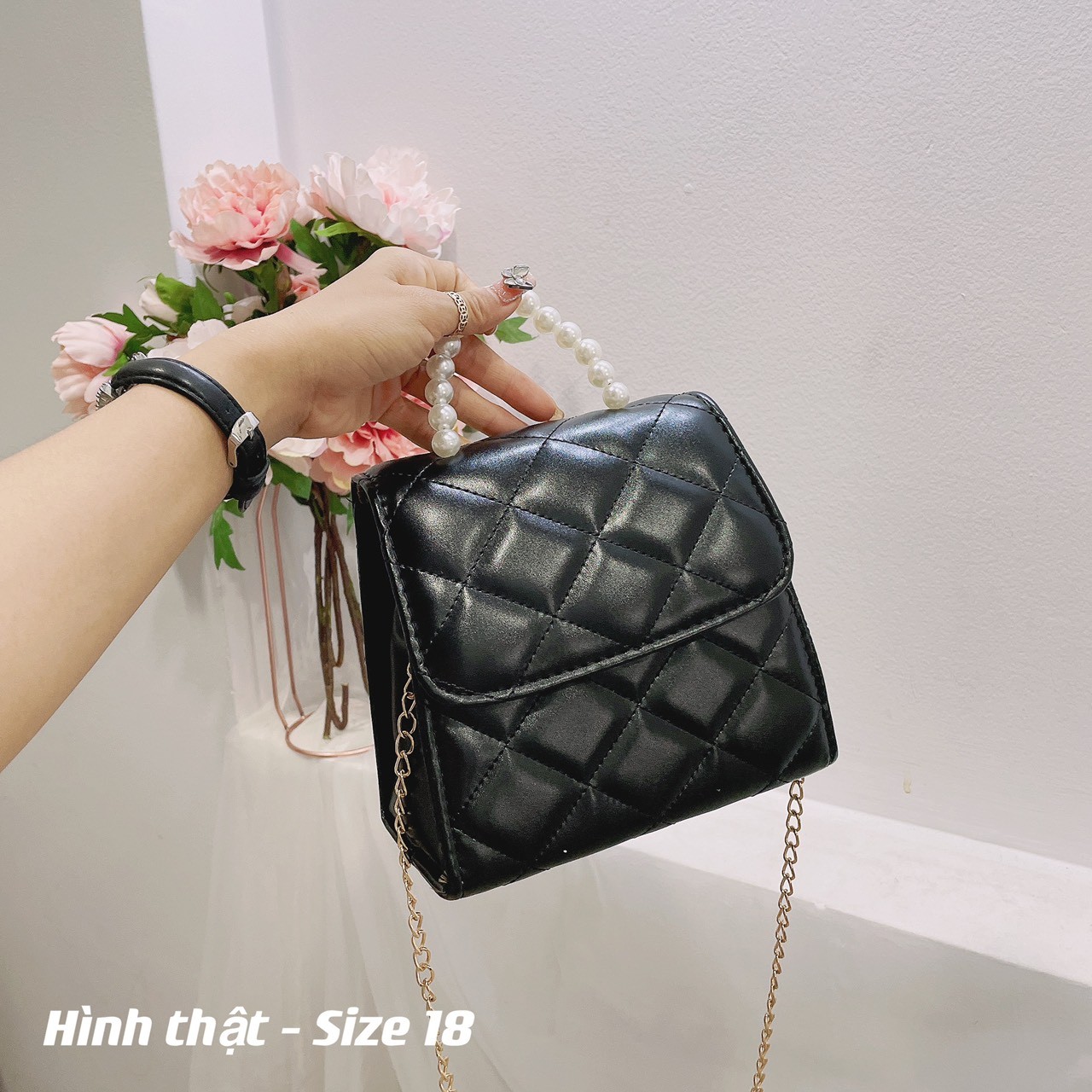 Túi đeo chéo  mini quai ngọc dễ thương CD06