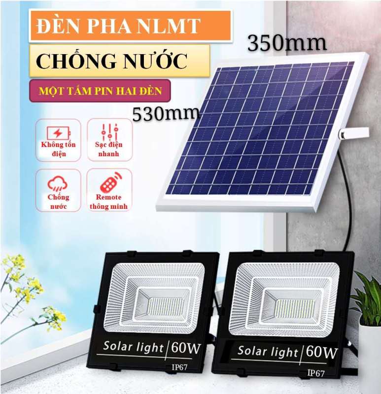 Năng lượng mặt trời ngoài trời ánh sáng sân vườn nhà siêu sáng LED lũ ánh sáng nông thôn mới một cho hai ánh sáng đường phố không thấm nước(1+2 60W)