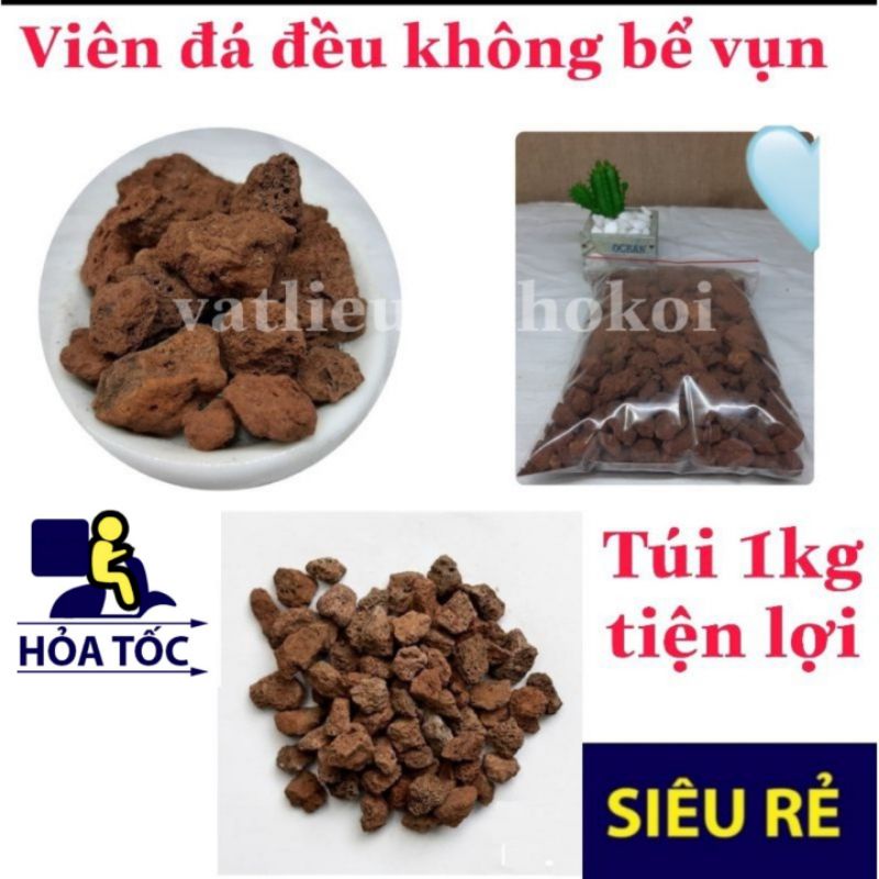 [Mã 158FMCGSALE giảm 7% tối đa 100K đơn 500K] Nham thạch đỏ túi 1kg 2-3cm Đá lọc nước hồ thủy sinh