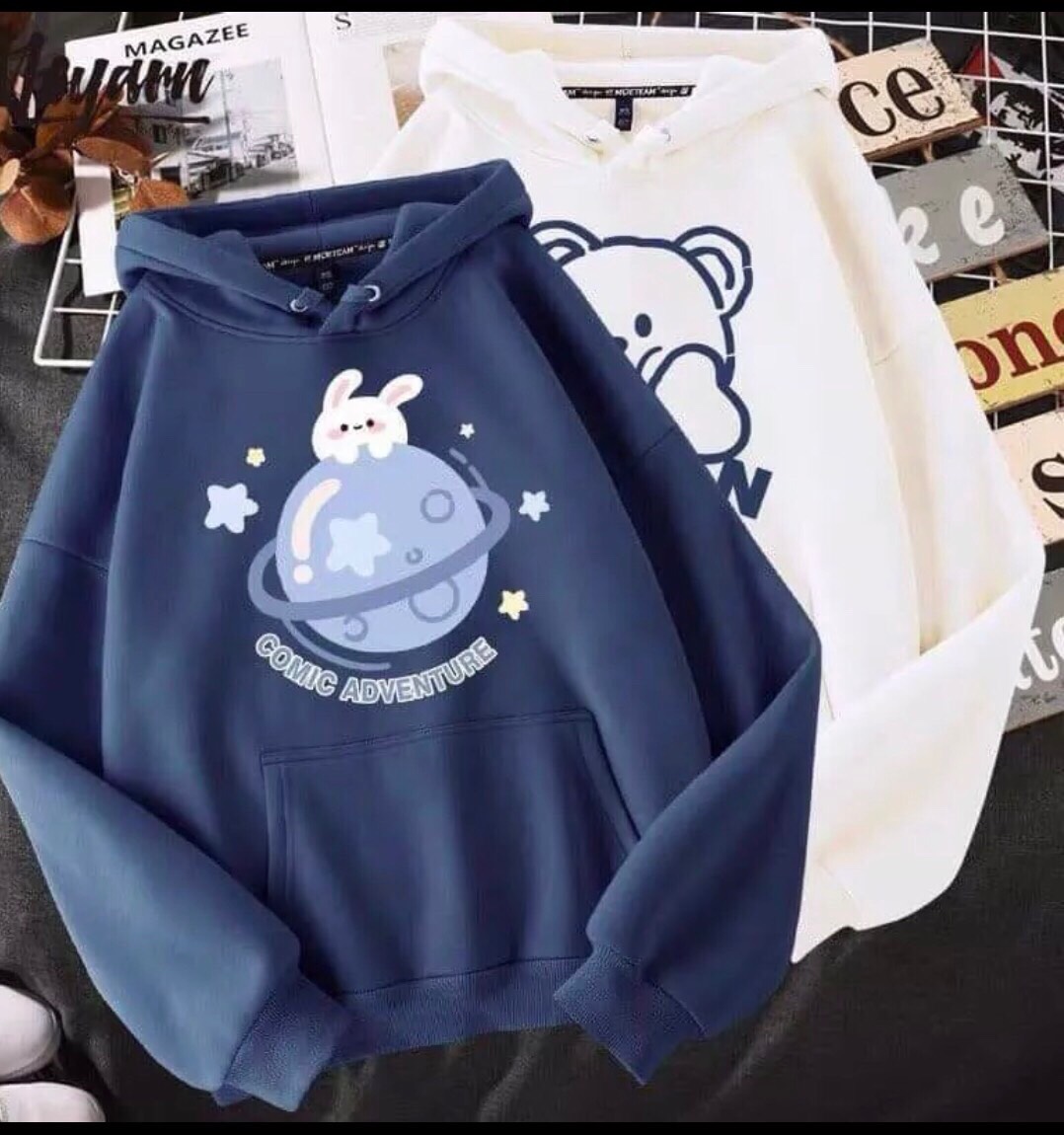 Áo hoodie,áo khoác nữ logo cầu vòng phông rộng ,chất nỉ thun dày dặn phong cách trẻ trung