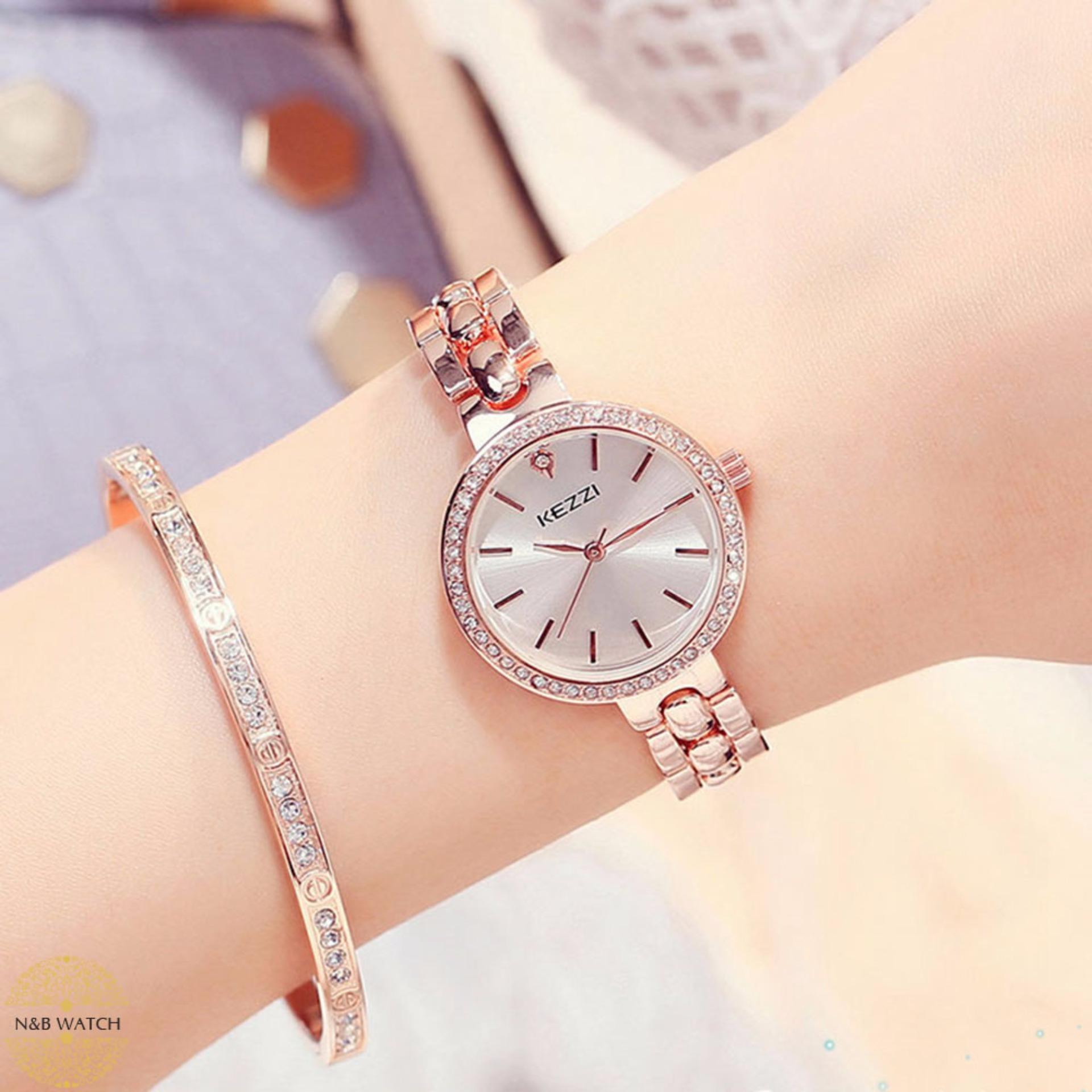 [HCM]ĐỒNG HỒ THÉP KHÔNG GỈ (KIM LOẠI) KEZZI NỮ 1531