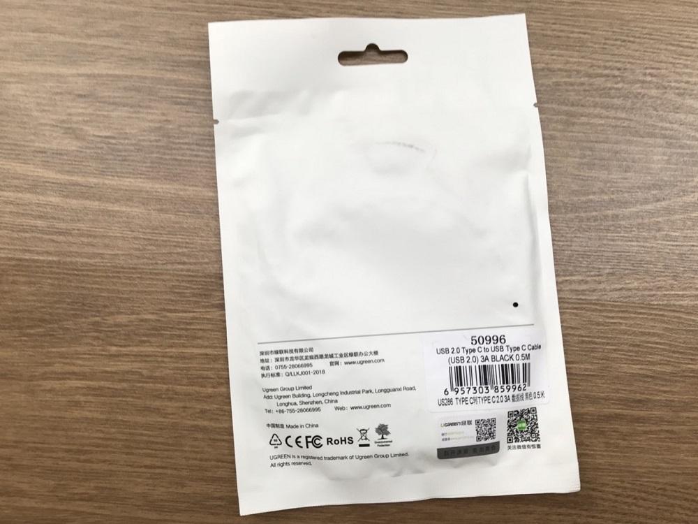 Cáp USB Type-C Ugreen 50996 - Black, 0.5M