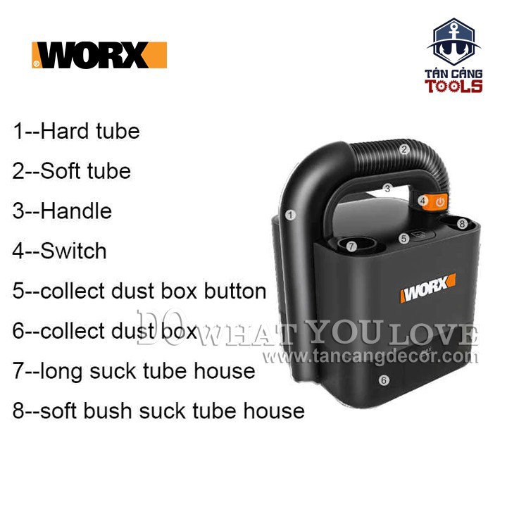 [Trả góp 0%] Combo Máy Hút Bụi Mini Worx WX030.9 20V 2Ampe