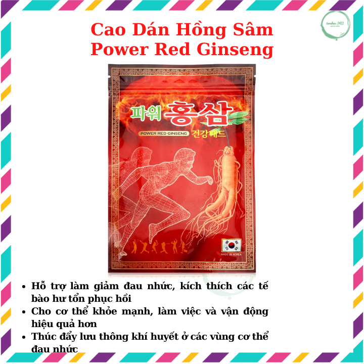 [Gói 20 miếng] Cao Dán Hồng Sâm Korean Ginseng