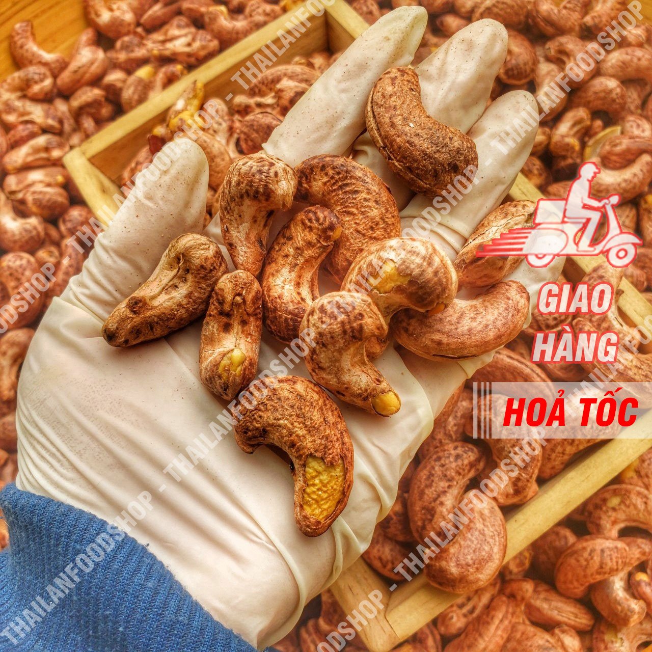 Hạt Điều Rang Muối - Nguyên Hạt Vỏ Lụa - Lon 500gr