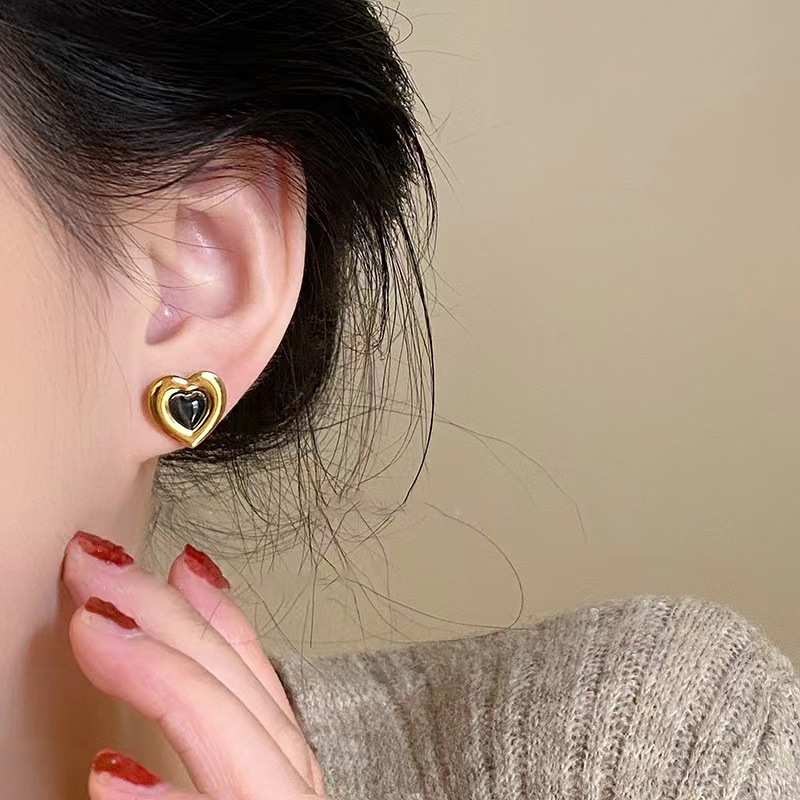 Bông tai trái tim hàn quốc bông tai trái tim bông tai hình trái tim