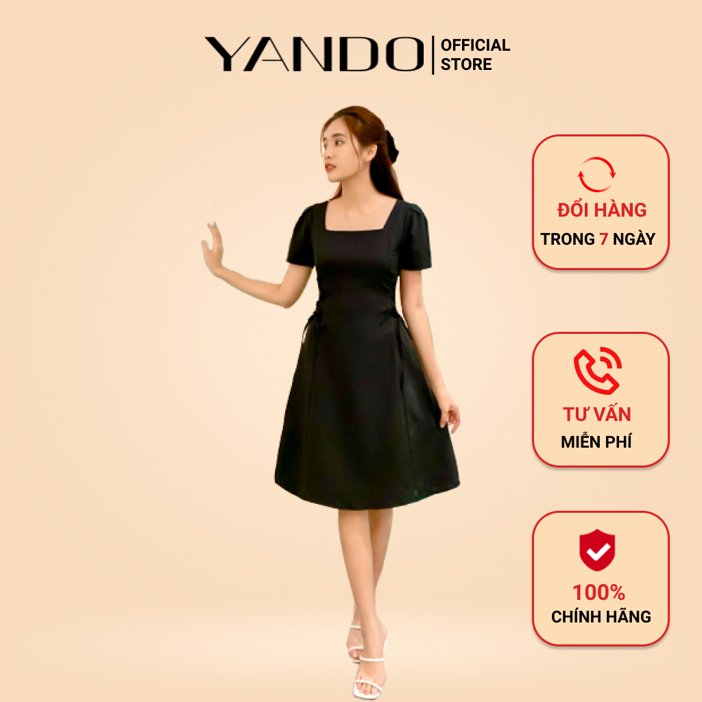 Đầm Cổ Vuông Đan Dây Eo Cách Điệu YANDO DA07