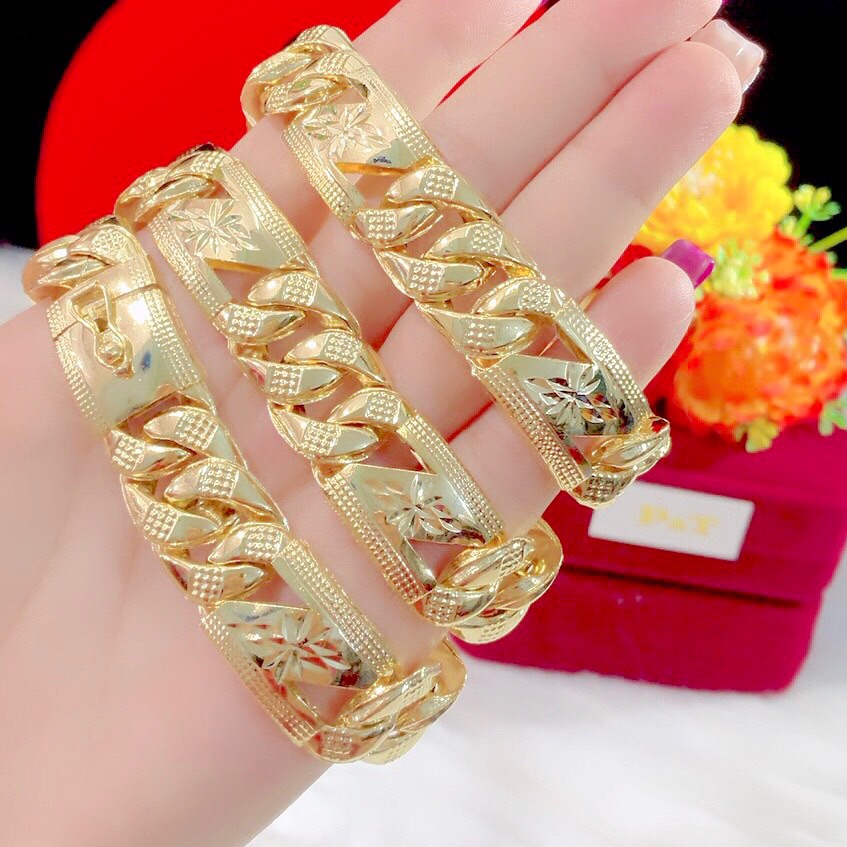 Lắc tay nam kiểu bọng mạ vàng 18k