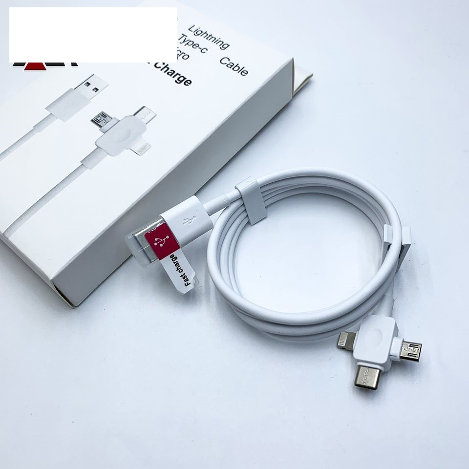 Cáp chia 3 đầu cao cấp đủ cổng Micro USB Type-C Lightning tiện dụng dài 1m