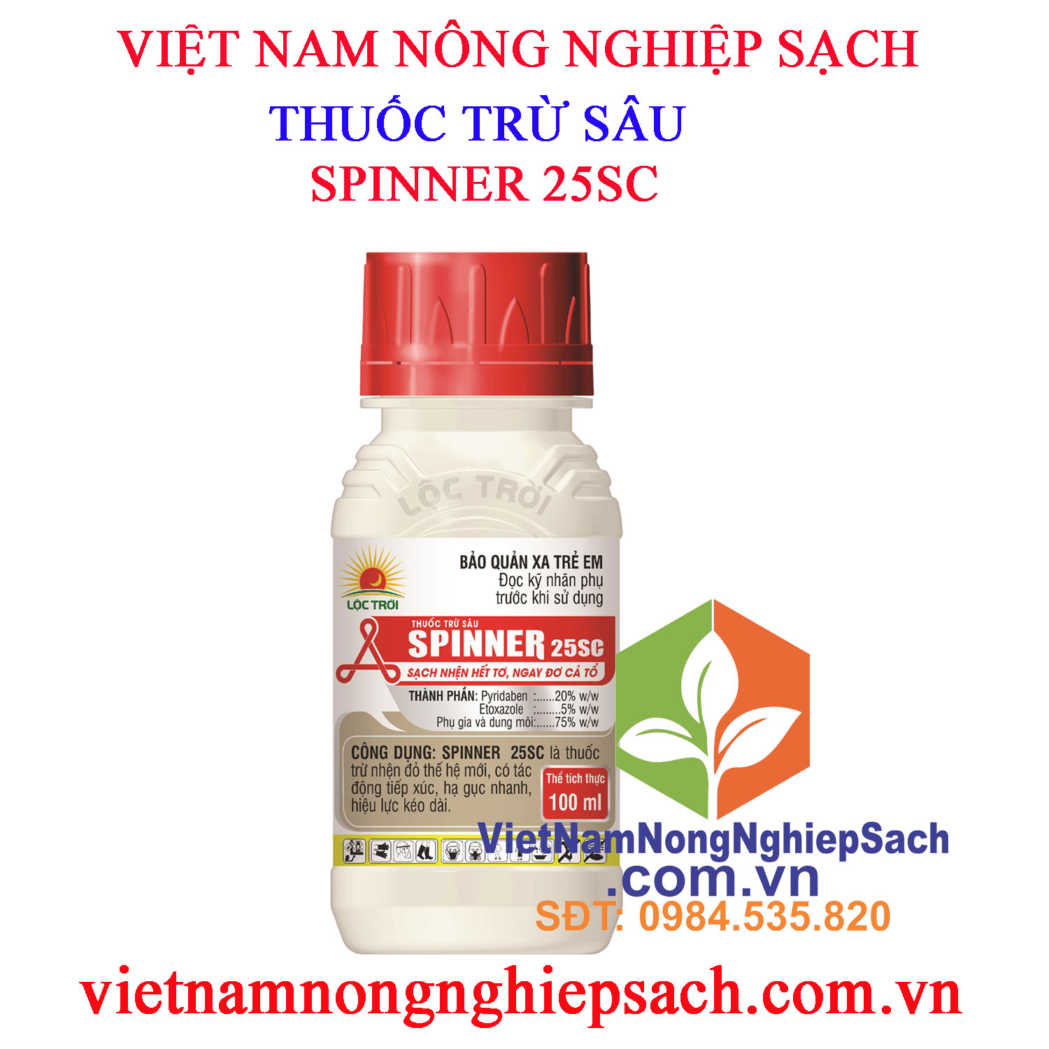 Thuốc trừ sâu – spinner 25sc đặc trị nhện đỏ, nhện trắng gây hại tiêu, khoai mì chai 100ml