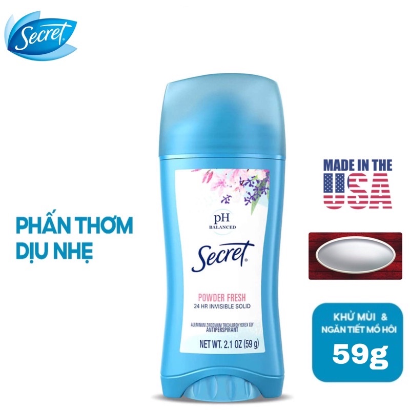 Sáp lăn nách khử mùi Secret pH Balanced Invisible Solid