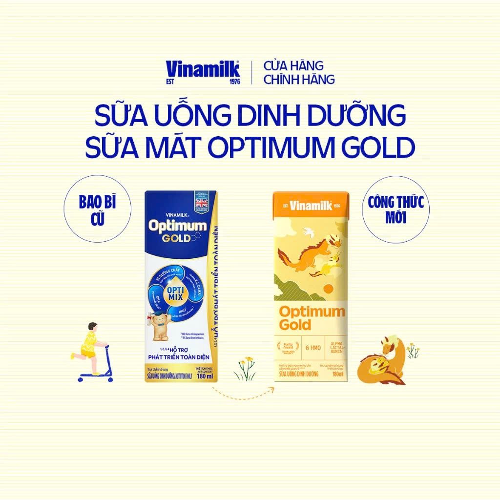 (Expiration Date September 2026) (with Points Card) Box of 24/48 Boxes of Vinamilk Optimum Gold Ready-To-Drink Milk Powder 180ml.
