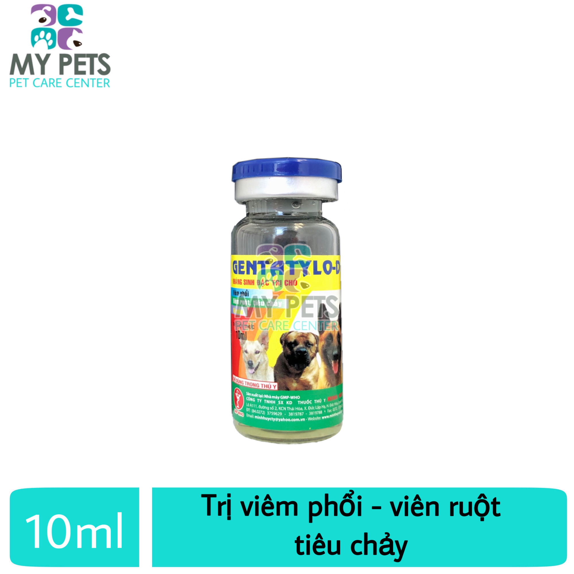 Thuốc tiêm trị viêm ruột, tiêu chảy, ói mửa, viêm vú cho chó - Gentatylo-D lọ 10ml