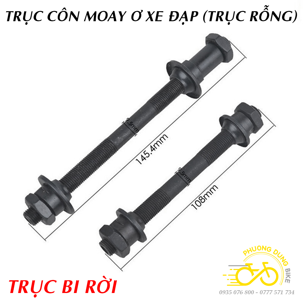 Trục côn moay ơ xe đạp trước sau - BI RỜI (Trục rỗng)