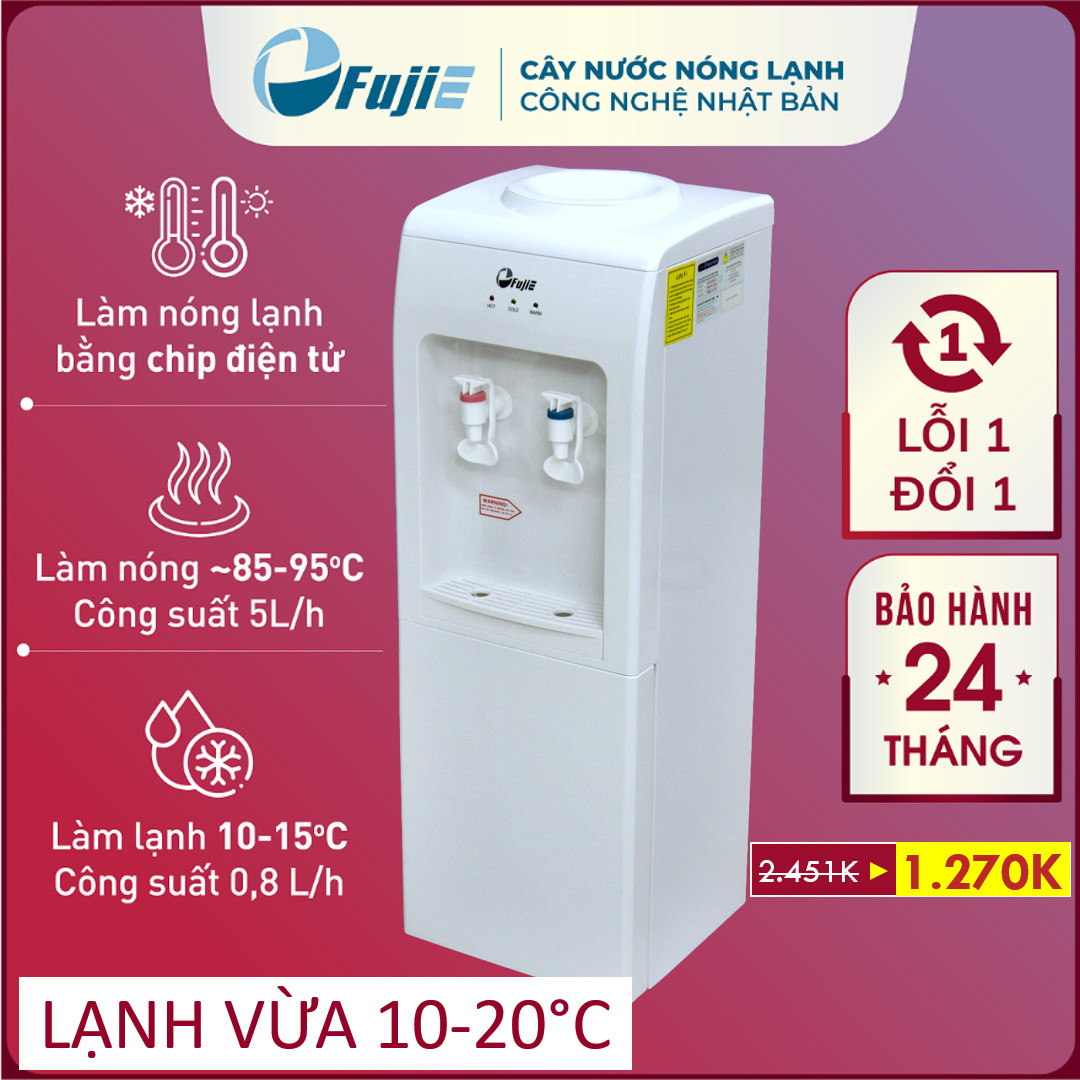 Cây nước nóng lạnh Nhập Khẩu Nhật Bản Fujihome WD606ES, bình lọc máy lọc nước nóng lạnh mini uống tiết kiệm điện