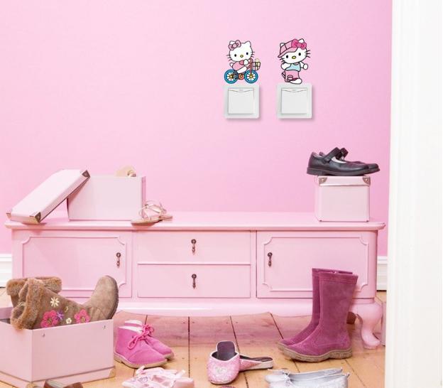 Decal dán công tắc ĐÈN - hình Mèo Hồng