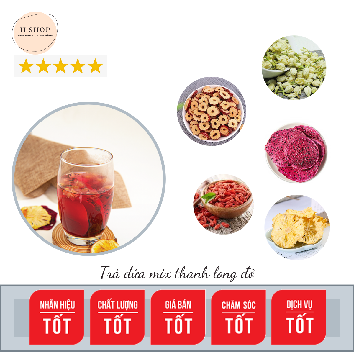 Detox pineapple mix red dragon tea set -box 10, 20, 30