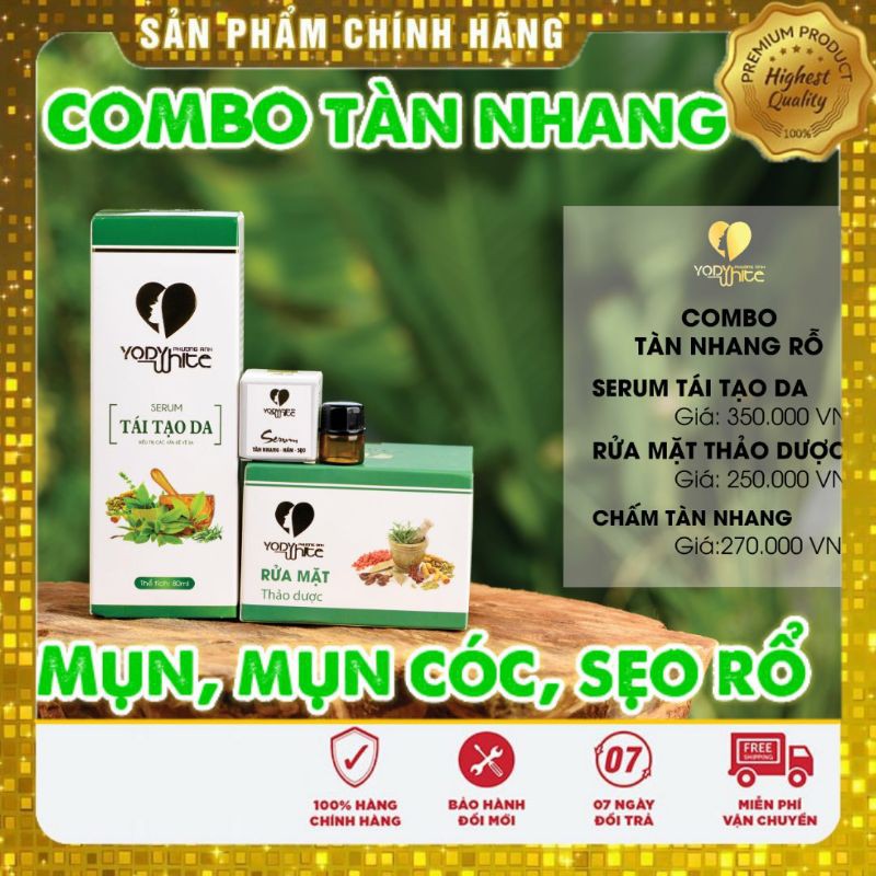 Combo 3 thảo dược yody white - xóa tàn nhang nám đinh mụn thịt mụn cóc sẹo lồi rổ