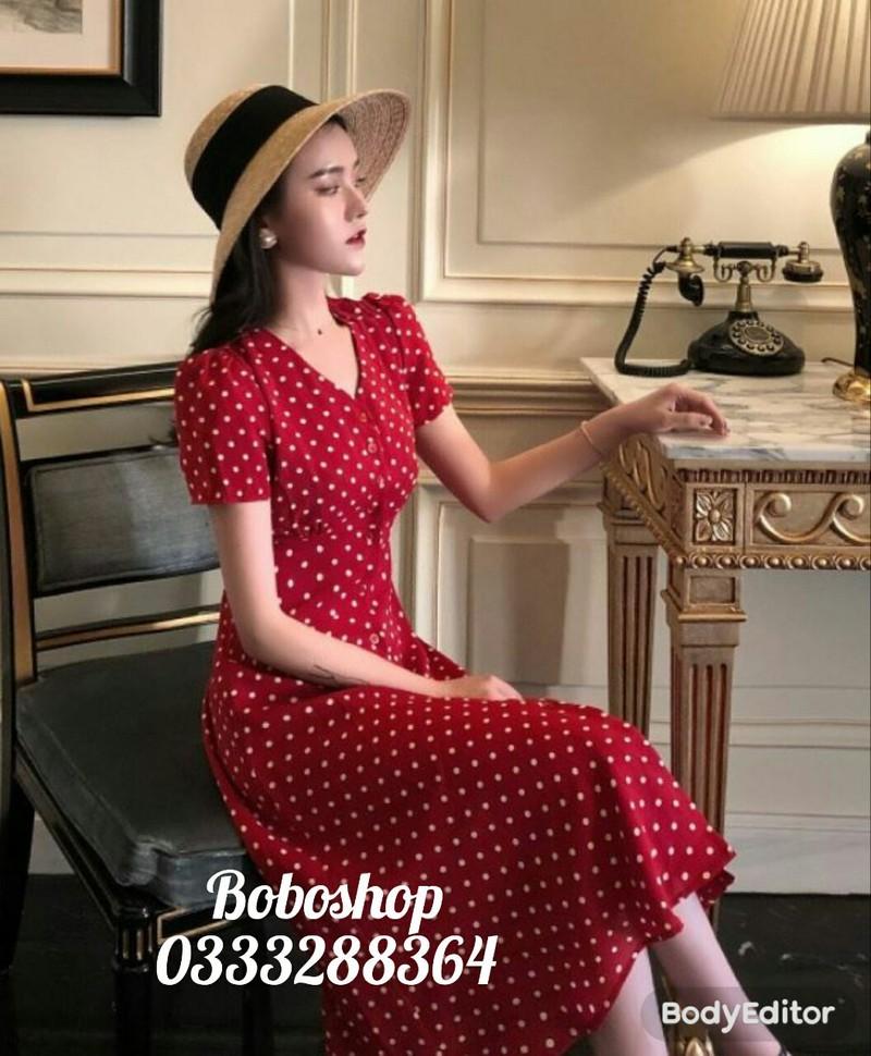 [HCM]Đầm Chấm Bi Vintage Kèm Ảnh Thật