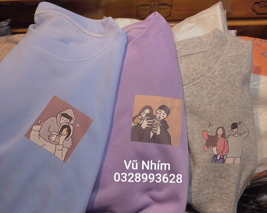 [ FREE SHIP ] Áo sweater nỉ đôi bạn than (trong luong tu 36kg tro len )