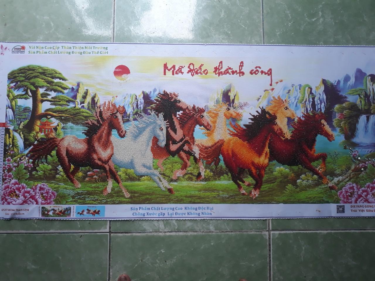 Tranh đính đá mã đáo thành công 110x48 cm (Thành phẩm chưa khung)