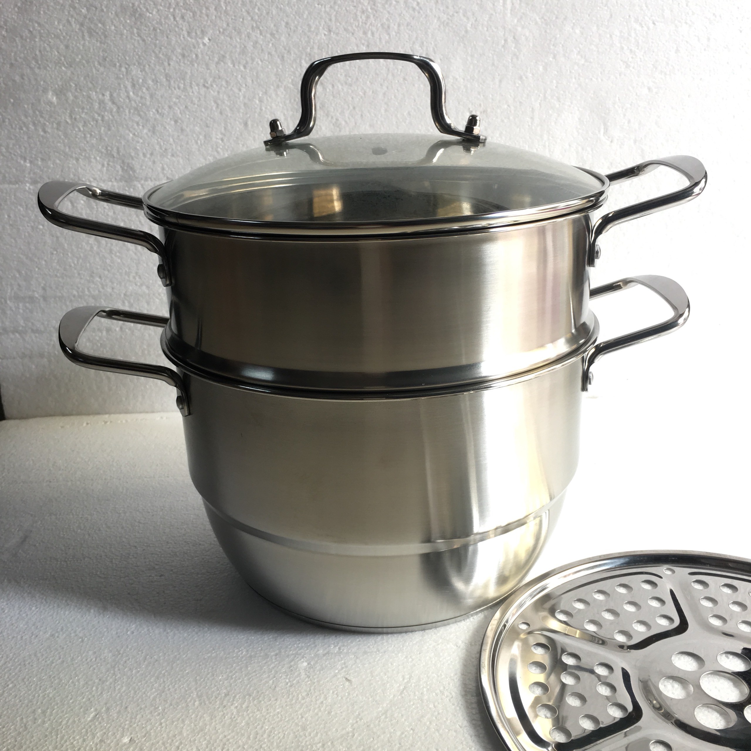 Nồi hấp, nồi lẩu inox đa năng dùng được trên mọi loại bếp, nồi hấp cách thủy 2 tầng