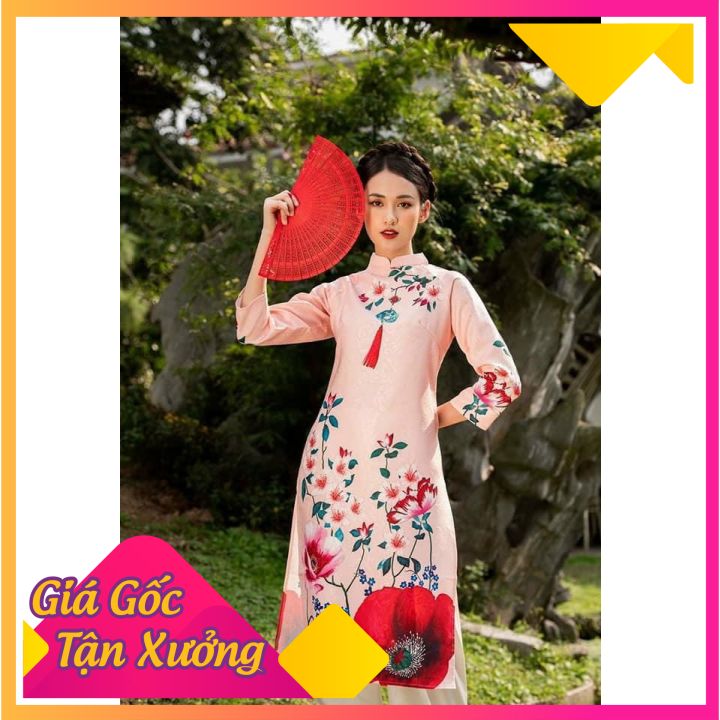 Áo Dài Cách Tân Chất Lụa Nhật Co Giãn 4 Chiều, Mềm, Mịn